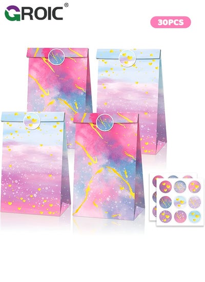 Buy 12 Pcs Party Favor Bags for Girls, Tie Dye Party Bags Pink Princess Supplies Party Favors Bag for Girls Baby Shower Candy Goodie Bag Seal Sticker, Party Supplies in UAE