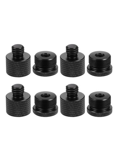 اشتري Microphone Stand Adapter, Microphone Screw 5/8 Female to 3/8 Male and 3/8 Female to 5/8 Male Threaded Adapter for Microphone Stand to Tripod and Camera Adapter (8 Pcs, Black) في السعودية