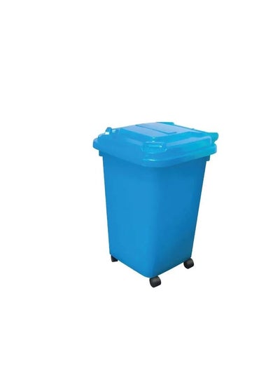 Buy Trash basket with wheels and pedal, 120 liters, blue crescent and star 622199929704 in Egypt