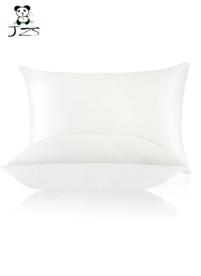 Buy Pure Silk And Cotton Pillow Case With Hidden Zipper, White in Saudi Arabia