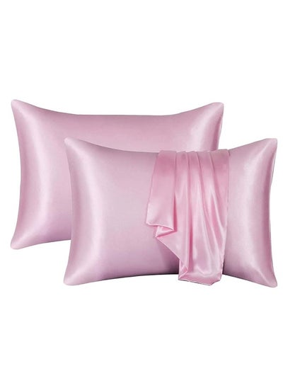 Buy Pack of 2 Skin-Friendly Silk Stain Pillowcases with Envelope Design for Ultimate Comfort and Memory Resilience in UAE