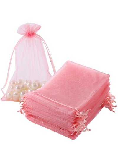 اشتري Organza Bags Blush Pink 5X7 Inch 100Pcs, Mesh Jewelry Pouches Candy Bags Drawstring Empty Sachet For Wedding Baby Shower Party في الامارات