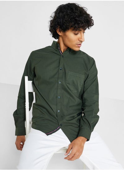 Buy Cotton-Elastane Casual Single Pocket Shirt in Saudi Arabia