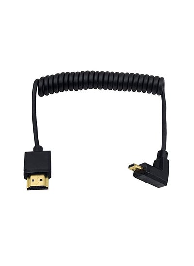 Buy Micro Hdmi To Standard Hdmi Cable Slim Down Angled Micro Hdmi Male To Hdmi Male Coiled Cable For 1080P 4K Ultra Hd 3D 1.2M 4Ft Black in Saudi Arabia