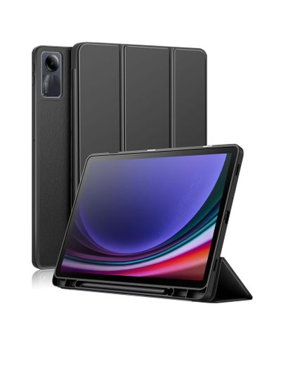 اشتري Smart Case For Xiaomi Redmi Pad SE 11 inch Tablet 2023 Cover with Pencil Holder, Soft TPU Smart Stand Back Cover Auto Wake/Sleep (Black) في مصر