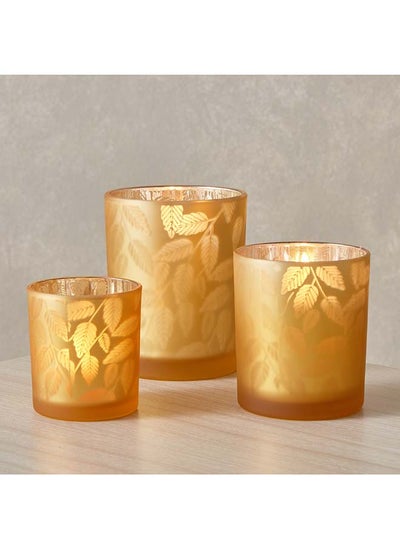 Buy Orlie 3-Piece Glass Candleholder Set 7 x 8 x 7 cm in UAE