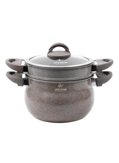 Buy 28cm (12 Litre) Multipurpose Stock Pot and Steamer Pot Set - Induction Couscoussier with PFOA-free Aluminum Non Stick 2-tier Cooking Pot with Lid for Soups,Seafood,Vegetables,Stews and Pasta in UAE