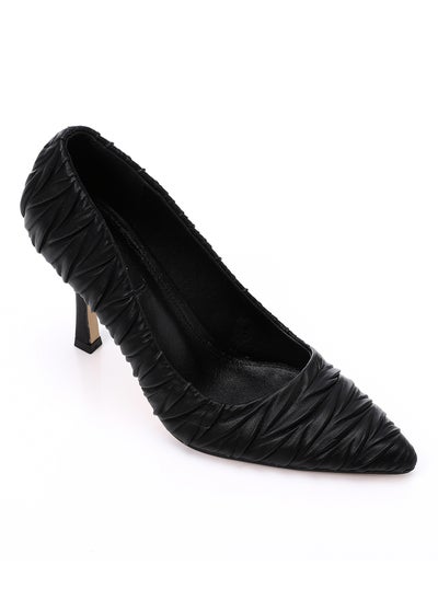 Buy Textured Slip On High Heels Pumps - Black in Egypt