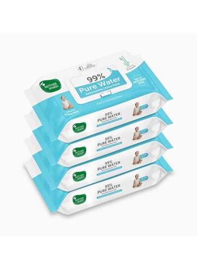 Buy Mother Sparsh 99% Pure Water Baby Wipes Pack of 4 (40 X 4 Wipes) | Travel Friendly Pack made with Plant Based Fabric in UAE