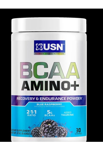 Buy USN BCAA Amino Plus Recovery And Endurance powder Blue Raspberry 30 Servings 273g in UAE