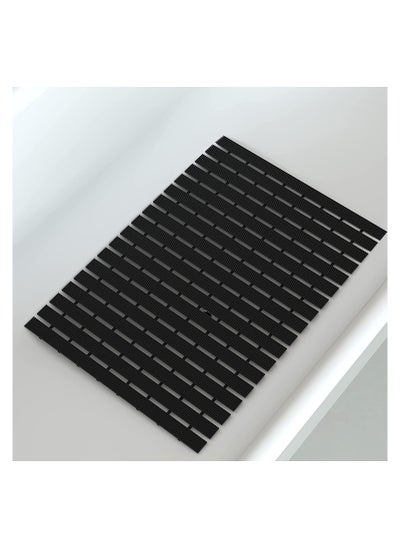 Buy SYOSI Rubber Anti-Slip Mat, Massage Shower Mat, Bath Tub Mats, with Grip Floor Rubber Backing for Bathroom, No Suction Cups Waterproof Thick Drainage Mat, Black in UAE