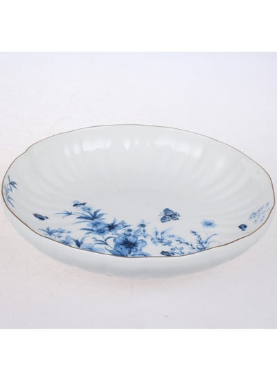 Buy Royal Garden Porcelain Soup Plate Dia20cm -White & Blue in UAE