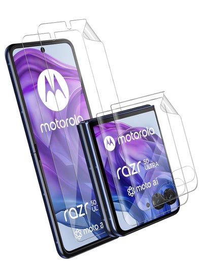 Buy Motorola Moto Razr 50 Ultra 2024 Screen Protector, 4 Pack Flexible Screen Protector (2 Pcs Front + 2 Inside), HD Transparent TPU Anti-Scratch Screen Protector in UAE