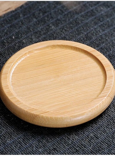 Buy High Grade Round Bamboo Tray Brown 9.5 x 9.5 x 0.8CM in Saudi Arabia