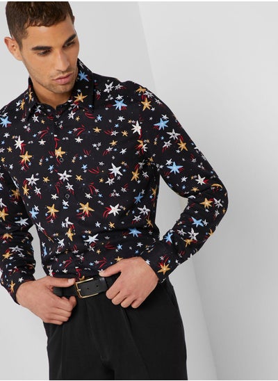 Buy Lavine Floral Print Slim Fit Shirt in UAE