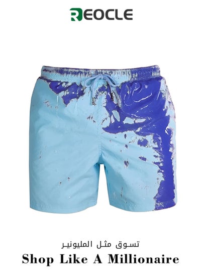 Buy Men's Swim Trunks Quick Dry Beach Shorts Temperature Color Changing Swim Trunks Lightweight Breathable Swimming Trunks in UAE