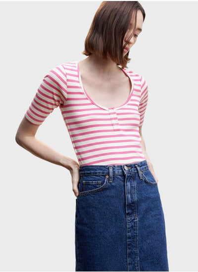 Buy Striped Knitted T-Shirt in UAE