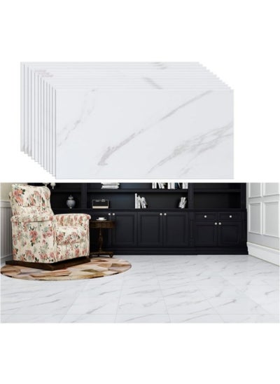 Buy 12 Pack Wall Stickers, Peel and Stick Floor Tile, Marble Vinyl Tile Floor, DIY Adhesive Waterproof Floor Wall Stickers, 40 * 80cm White in Saudi Arabia