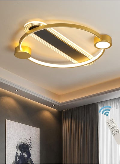 Buy Modern LED Ceiling Light Dimmable Flush Mount Ceiling Chandelier with Remote Control, 45W Gold Metal Close to Ceiling Light Fixture for Living Room Bedroom Kitchen in UAE