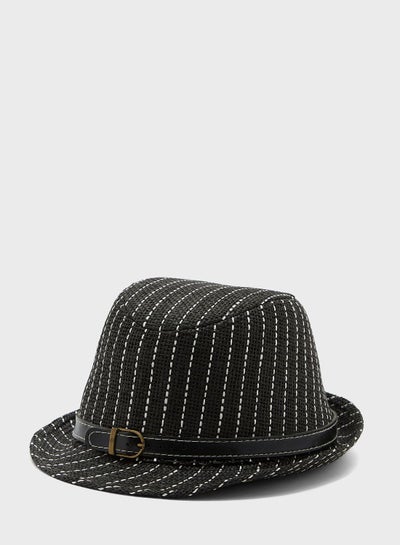 Buy Stripe Weave Detail Fedora Hat in UAE