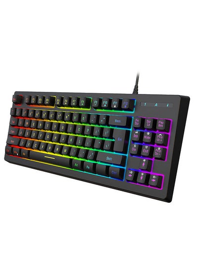 اشتري Y200 USB Wired Gaming Keyboard Membrane Keyboard 87 Keys Layout RGB Light Effect ABS Two-color Injection Molding Keycap في السعودية
