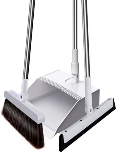 Buy Set of 3 Compact Long Handle Upright Dustpan , Broom Sweep and Wet floor wiper in UAE