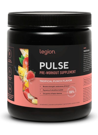 Buy Pulse Stim-Free Pre Workout For Drink,Boosts Strength Endurance & Focus, with 8g of Citrulline Malate, 3.6 g of Beta-Alanine, 20 Servings 432 g (0.95 Lbs) - Tropical Punch Flavor in UAE