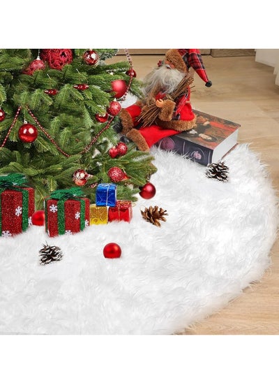 اشتري 48 inch Christmas Tree Skirt Faux Fur Xmas Tree Skirt Christmas Decorations Holiday Tree Ornaments Tree Decoration for Christmas Home Decorations Xmas Party Holiday Decorations في الامارات