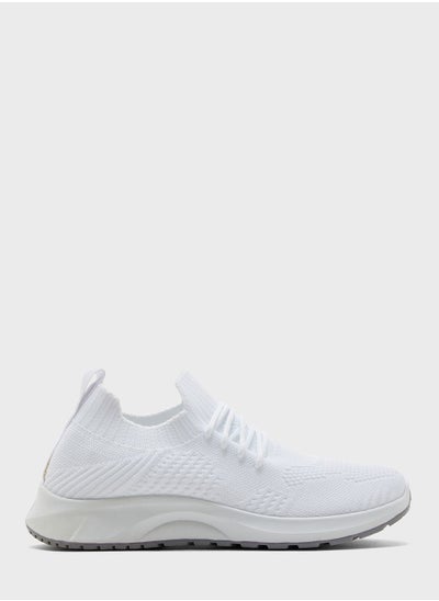 Buy Coloured Sole Lace Up Knit Sneaker in UAE