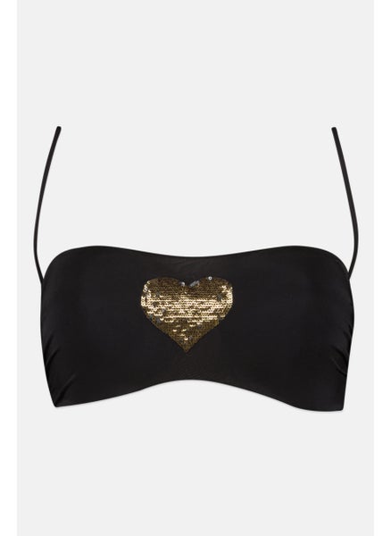 Buy Women Embellished Padded Swim Top, Black in Saudi Arabia