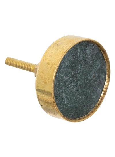 Buy Lena 2-Piece Marbel and Brass Furniture Knob Set Black and Gold 3.8 x 3.8 x 5.1 cm 195134 in Saudi Arabia