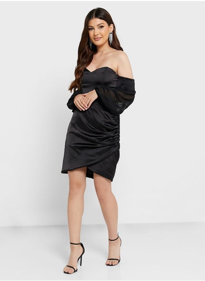 Buy Bardot Puff Sleeve Dress in Saudi Arabia