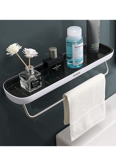 Buy Multi-Purpose Wall Mounted Bathroom Shelf Storage Rack with pole/ Black in UAE