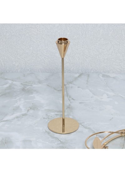 اشتري Lume Taper Pillar Candle Holder, Gold - 8X23Cm في الامارات