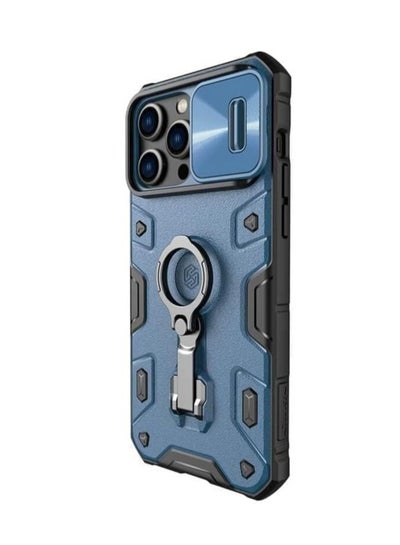Buy Case Compatible with iPhone 15 Pro Max, [Built in Kickstand & Camera Lens Protector] Shockproof Back Bumper Hybrid Cover Phone Case for Phone 15 Pro Max - (Blue) in Egypt