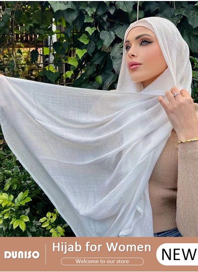 Buy Women's Cotton and Linen Solid Color Headscarf and Shawl, Soft Warm Scarf Wrapped Around Hair in Autumn and Winter, 180*90 cm Versatile and Artistic Scarf in Saudi Arabia