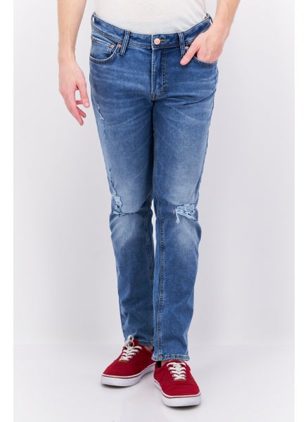 Buy Men Regular Fit Wash Stretchable Denim, Blue in Saudi Arabia