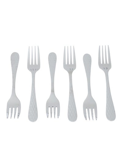 Buy Silver Steel Squares Forks Set of 6 Pieces in Saudi Arabia