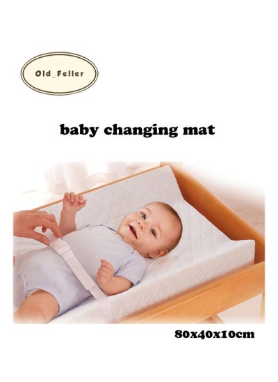 اشتري Baby Infant Contoured Changing Pad,White Comfortable & Secure Baby With Security Strap And Two High Curved Sides, Easy To Clean Fits All Standard Changing Tables/Dresser Tops 80x40x10cm في السعودية