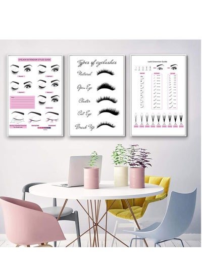 اشتري Beauty Salon Wall Art Decor Eyelash Extension Guide Posters Lash Extension Form Canvas Print Painting Decor Eyelash Technician Forms Modern Picture for Bedroom Women في السعودية