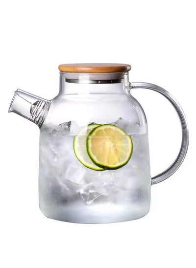 اشتري Heat And Cold  Resistant Glass Teapot Set Clear 1800ml في السعودية