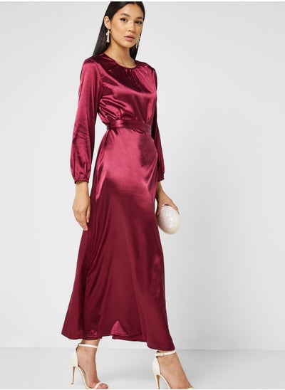 Buy Puff Sleeve Pleat Dress in Saudi Arabia