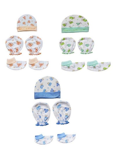 اشتري Moms Home New Born Baby Cap Mitten Bootie Setgentle To Baby Delicate Skin3 Sets في الامارات