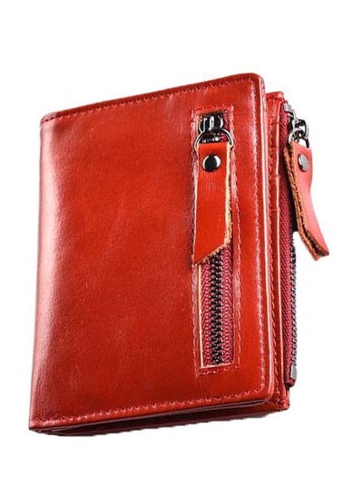 Buy Bi-Fold Leather Men's Wallet Red in UAE