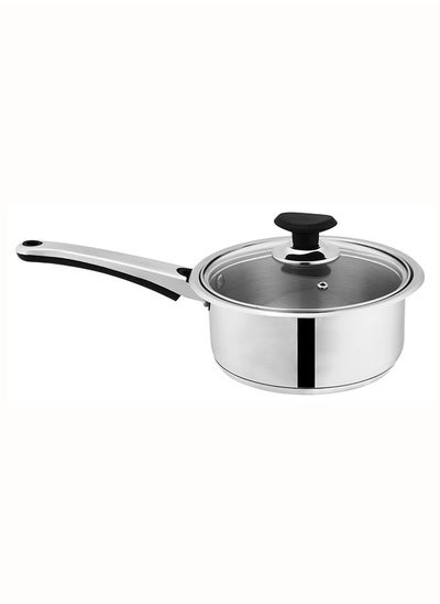 اشتري SONEX Mega Stainless Steel Sauce Pan, 16 cm (1.5 Ltr) with Glass Lid – Ergonomic Cool Handle, Sandwich Bottom, Sleek Modern Appearance, Ideal for Sauces, Soups & More في الامارات