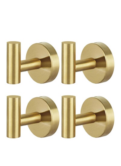 اشتري Wall Towel Hooks Coat Hook Bathroom Robe 304 Stainless Steel Heavy Duty Door Hanger Towel Robe Clothes Cabinet Closet Sponges Hook Bathroom Bedroom Kitchen Hotel Pool 4 Packs (Gold) في الامارات