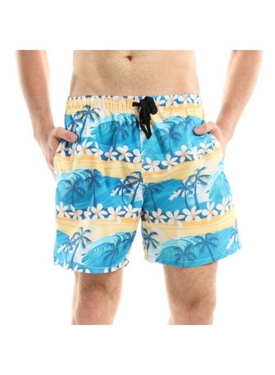 Buy Men's swim shorts printed color Aqua and Orange in Egypt