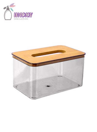 Buy Transparent Plastic Wood Cover Tissue Box, Can Be Used In Bathroom, Living Room, Bedroom, Kitchen, Car in Saudi Arabia