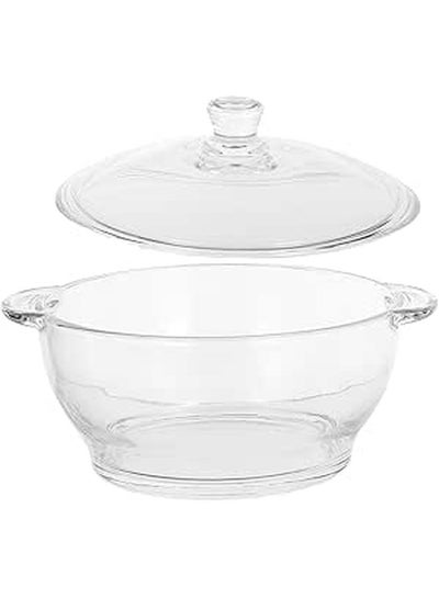 Borosilicate Glass Stew Pot With Lid 1 5L Heat Resistant Double Handle ...