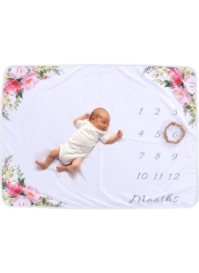 Buy Baby Milestone Blanket Flannel white 15cm in UAE